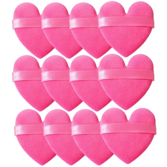 Set of 6 Powder Puffs Make Up Puffs With Strap Heart Shaped Powder Puffs - Picture 3 of 6
